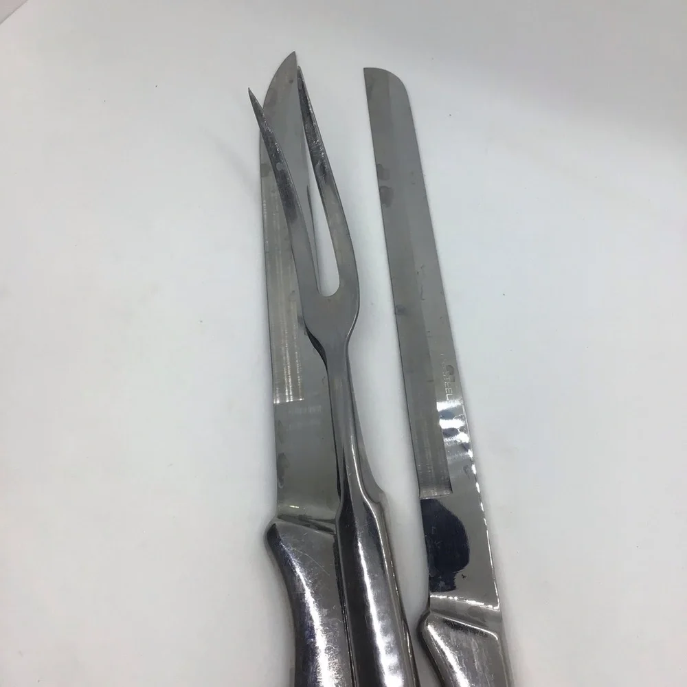 Vintage Stainless Steel Carving Knife & Fork Set from Japan. Lightweight.